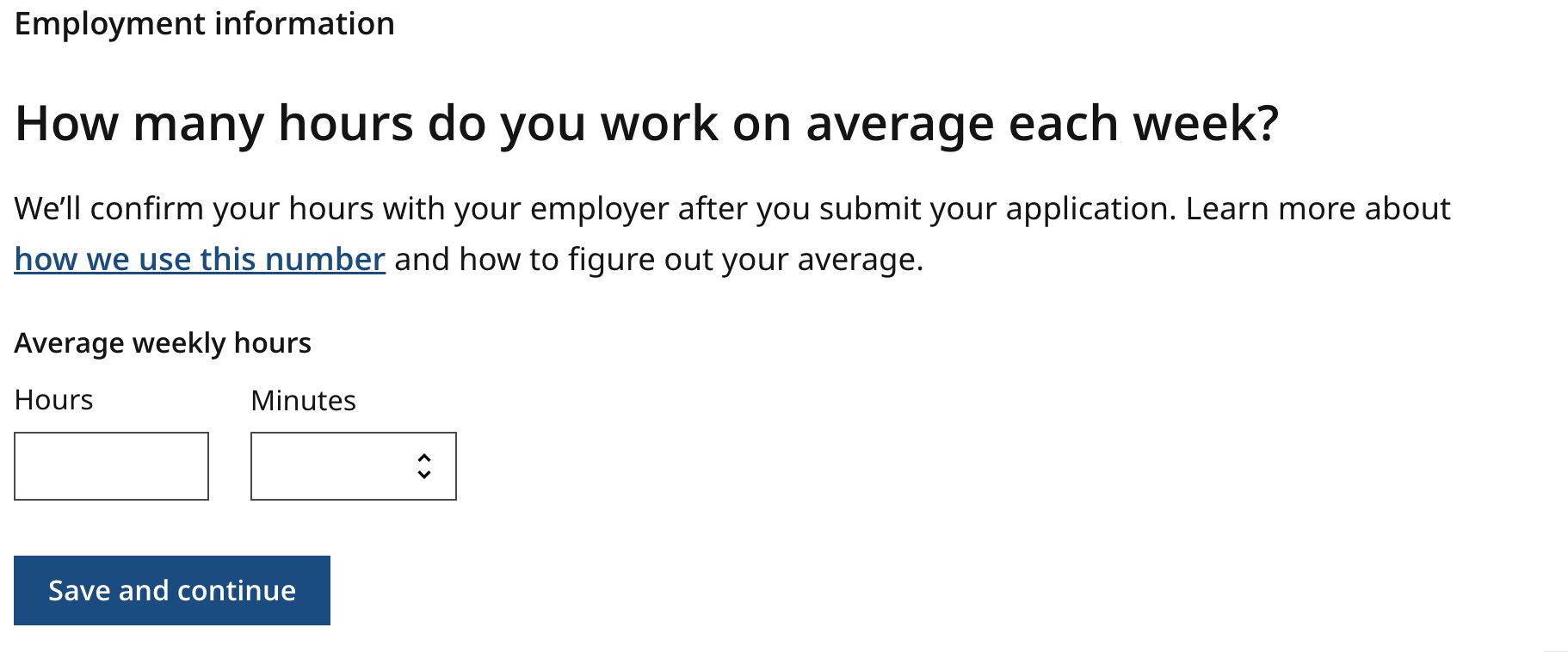 The Massachusetts Paid Family and Medical Leave application provides in-context help on how to calculate average working week hours by linking to a dedicated guide.